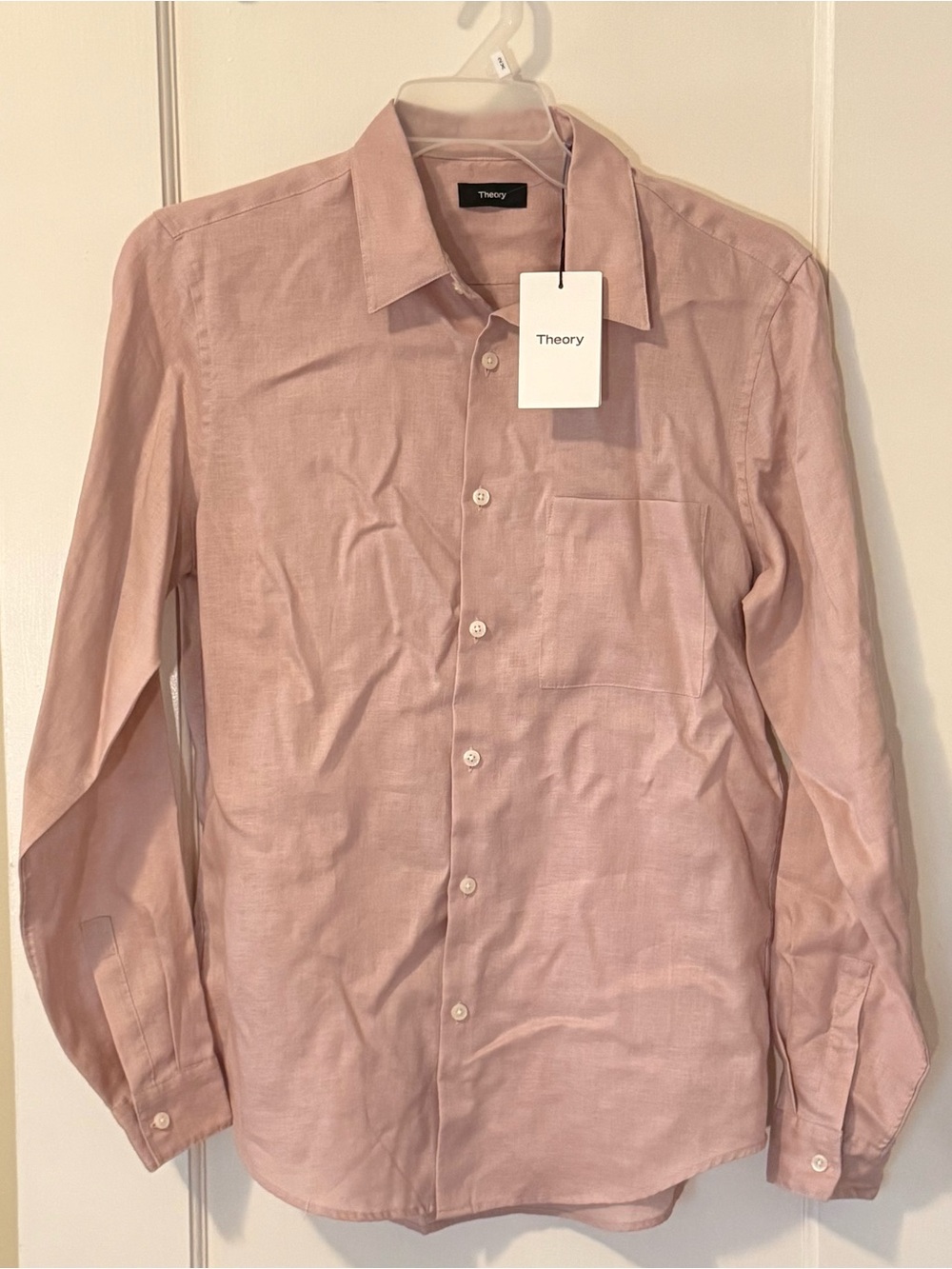 Theory Men's Light Pink Long-Sleeve Button-Up Shirt